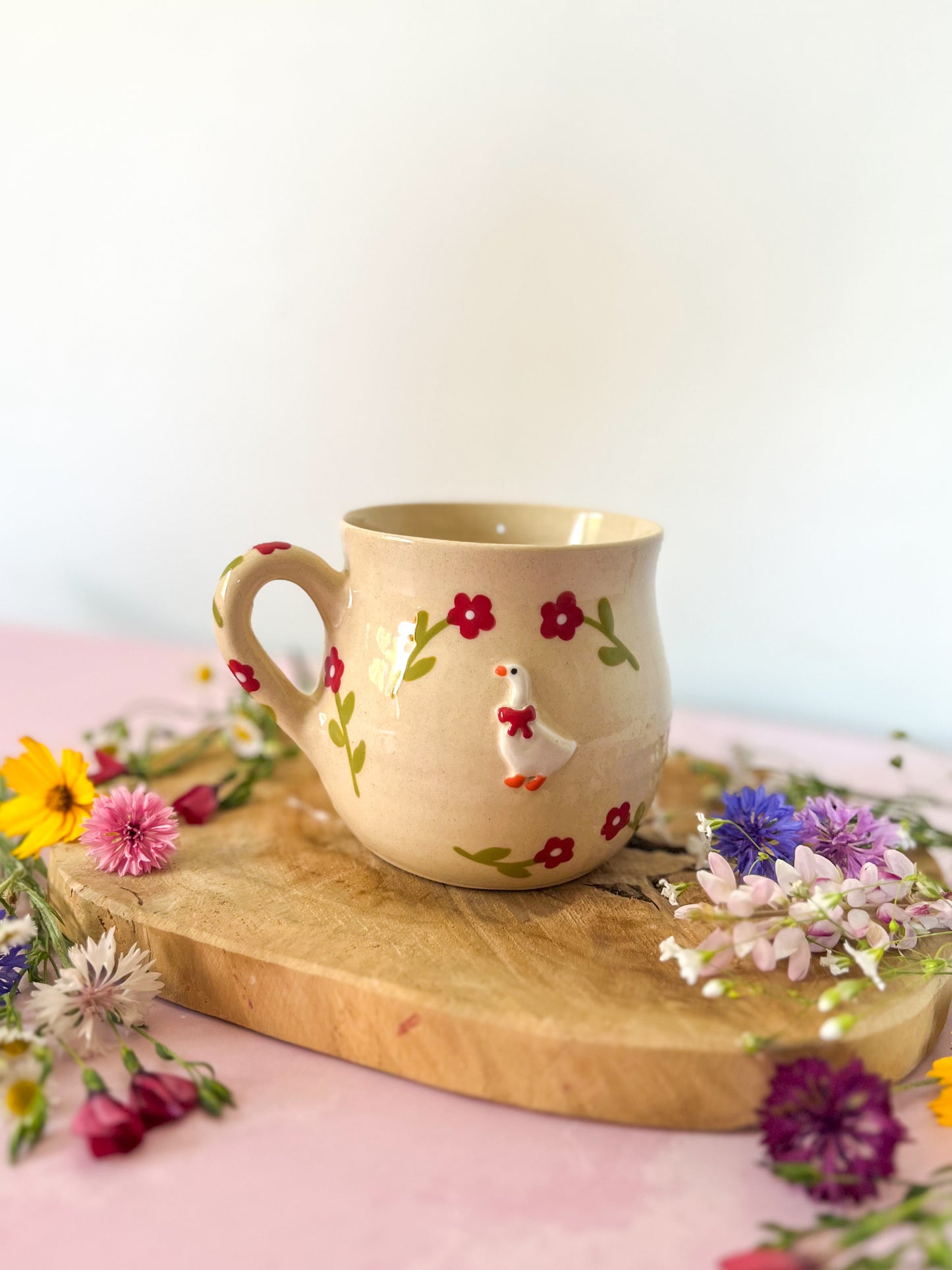 Mug « Cottage fleuri » fleurs rouges 🌺