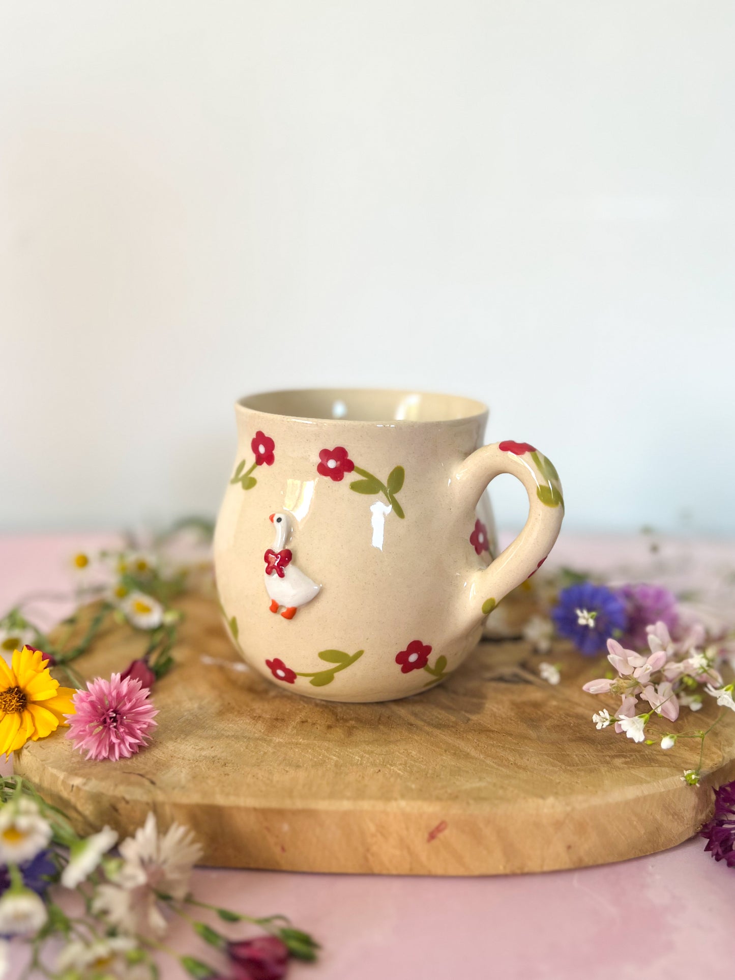 Mug « Cottage fleuri » fleurs rouges 🌺
