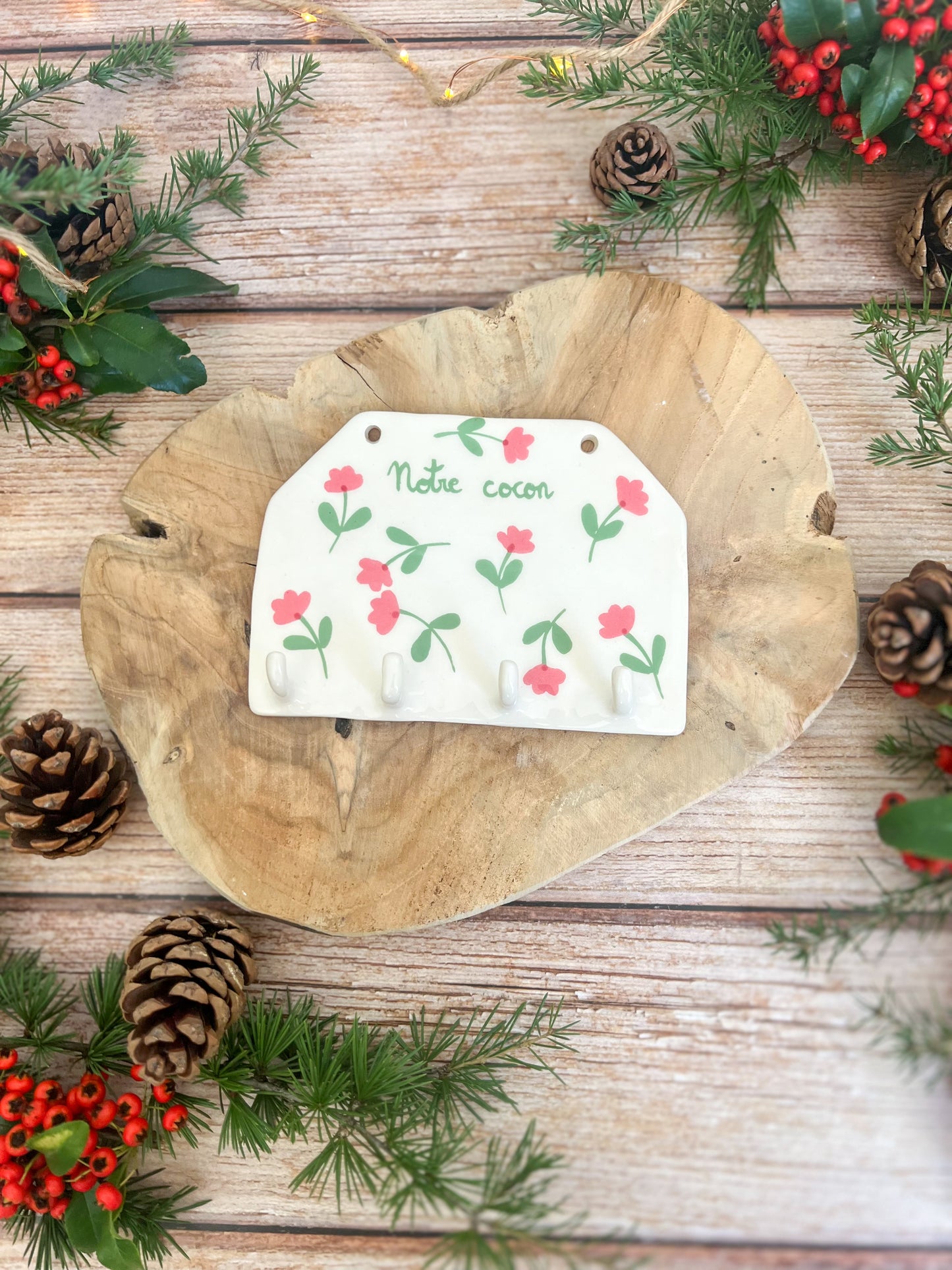 Support à clefs « Notre cocon » 🌸