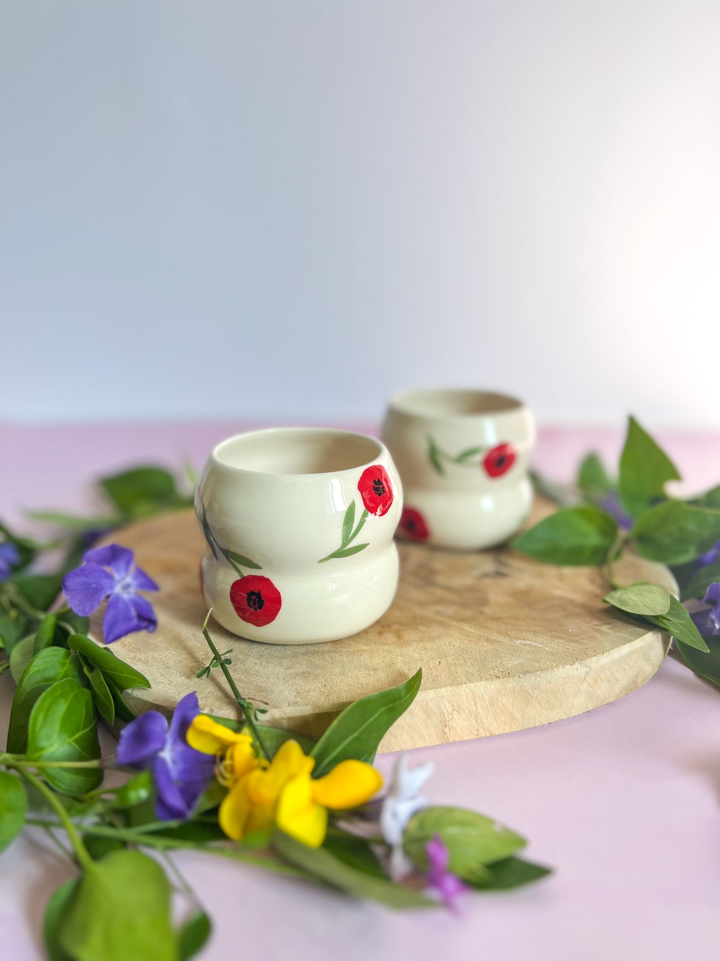 Tasses à café coquelicots