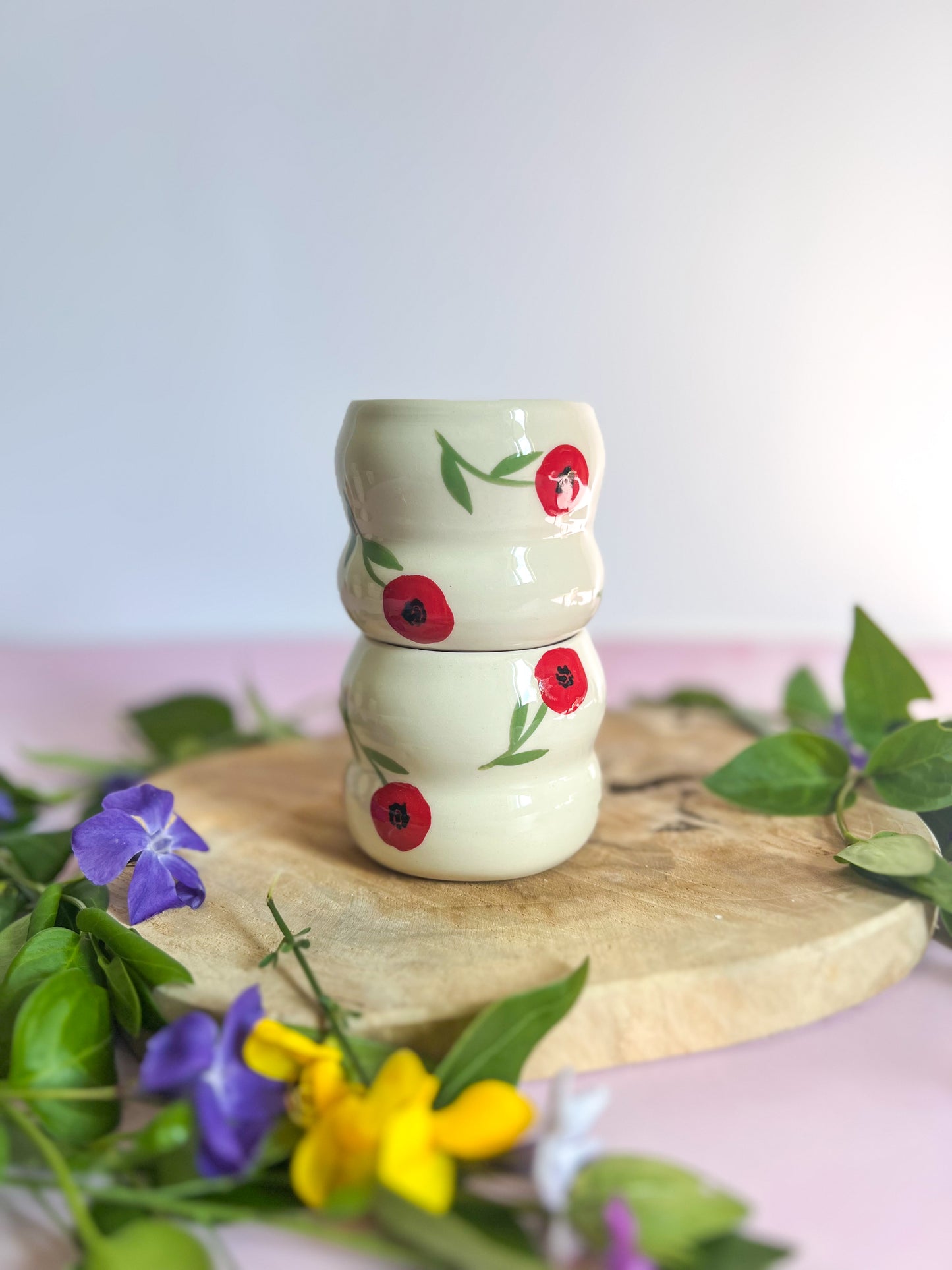 Tasses à café coquelicots
